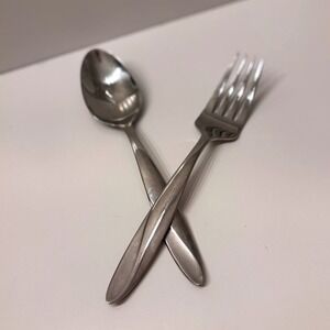 Onida Serving Spoon and Serving Fork Set Stainless Steel vintage‎